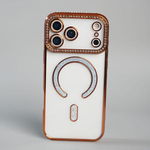 FRATO iPhone 17 Series 17 Pro Max / Gold iPhone 17 Series Luxury Crystal MagSafe Case with Rhinestone Camera Frame