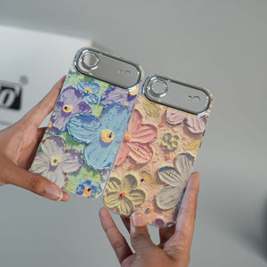 FRATO iPhone 17 Series iPhone 17 Air Luxury 3D Oil Painting Floral Design Glitter Lens Protection Stand Cover