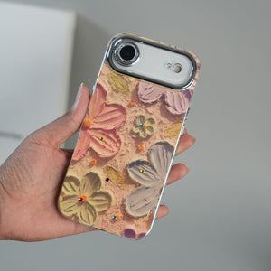 FRATO iPhone 17 Series iPhone 17 Air Luxury 3D Oil Painting Floral Design Glitter Lens Protection Stand Cover