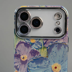 FRATO iPhone 17 Series iPhone 17 Series Luxury 3D Oil Painting Floral Design Glitter Lens Protection Stand Cover