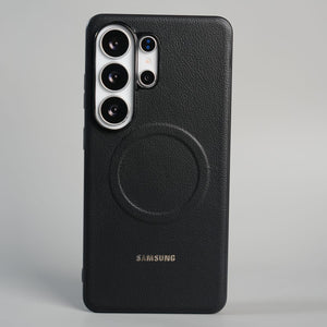FRATO Samsung S26 Ultra Black Galaxy S26 Ultra Premium Leather Texture MagSafe Compatible Case with Raised Camera Protection