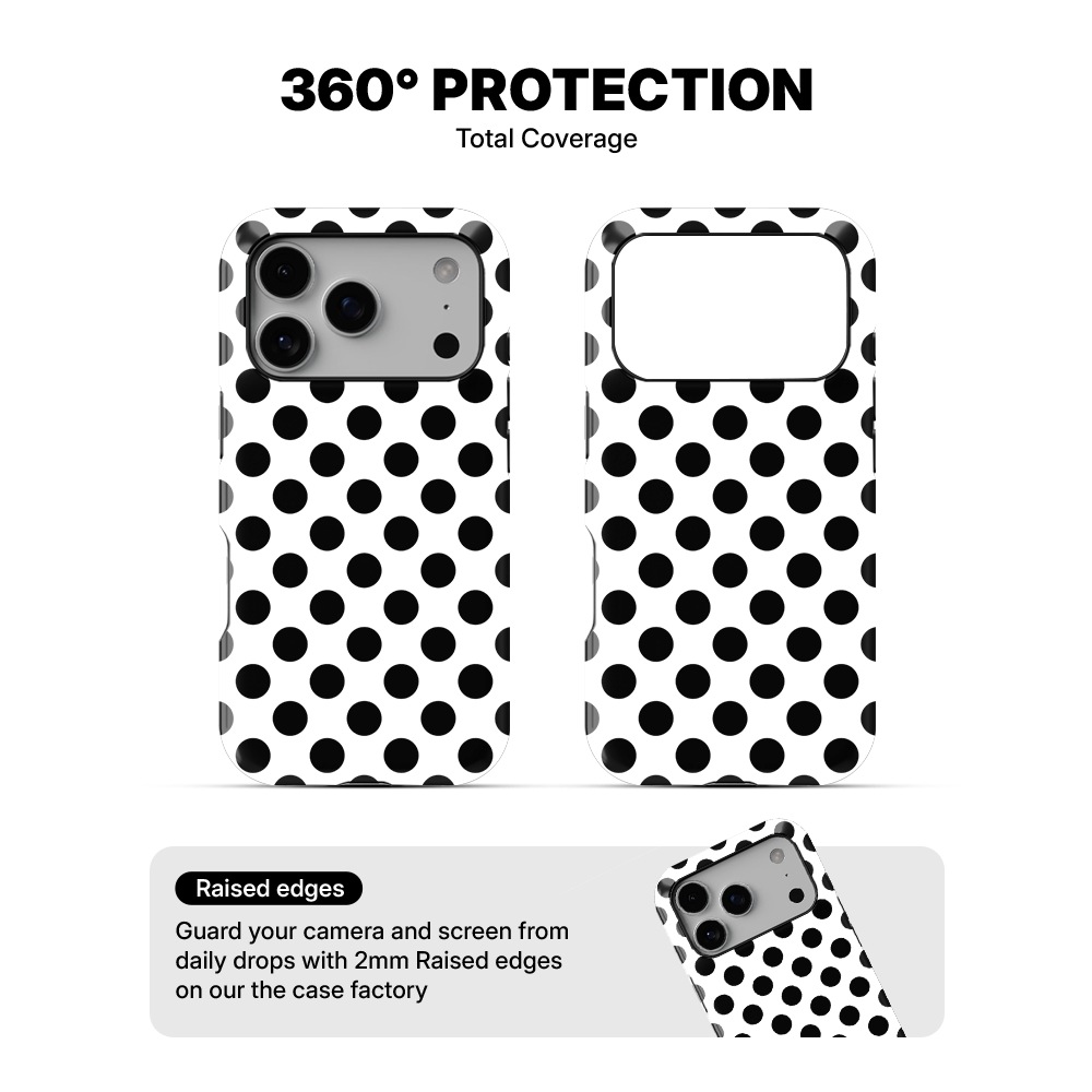 Polka Dot | White & Black I Phone Case