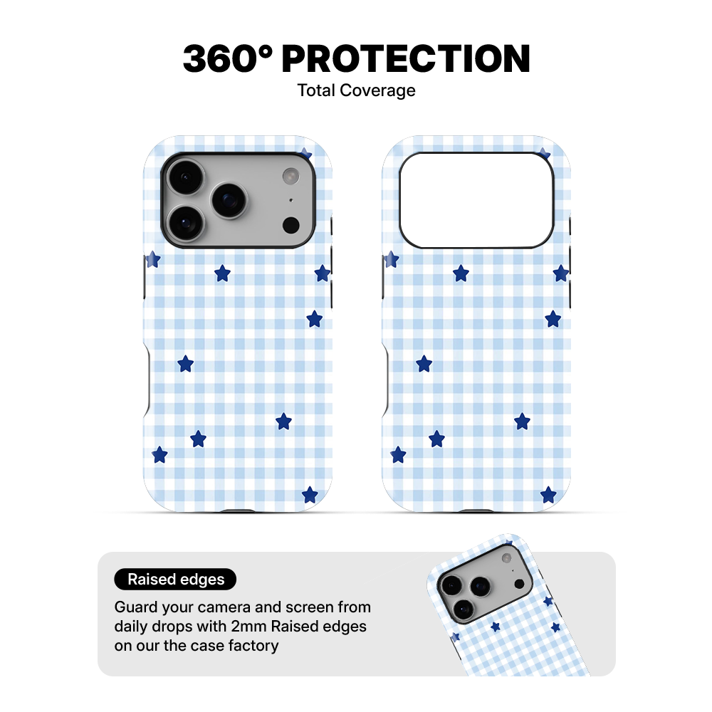 Gingham | Blue & White - I Phone Case