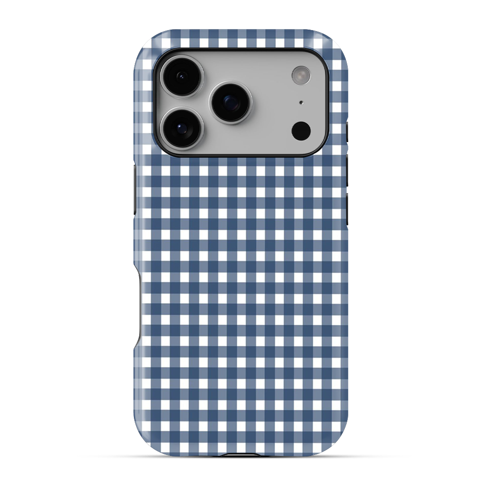 Gingham | Blue & White - V Phone Case