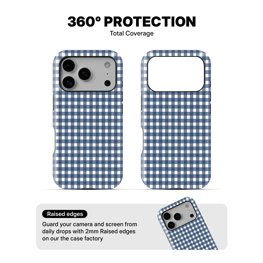 Gingham | Blue & White - V Phone Case