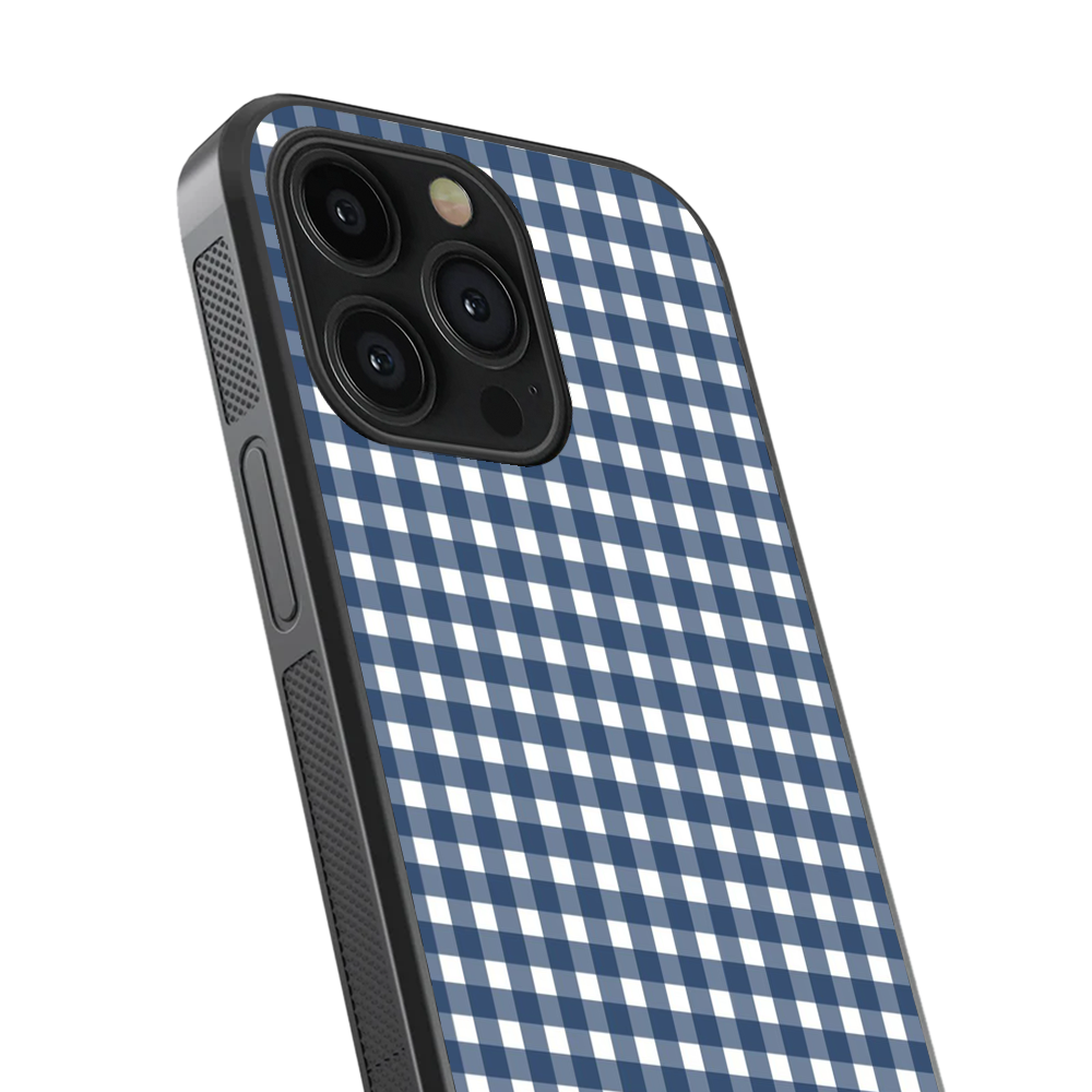 Gingham | Blue & White - V Phone Case