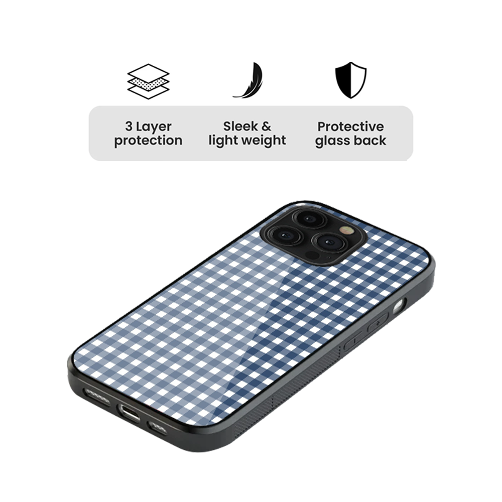 Gingham | Blue & White - V Phone Case