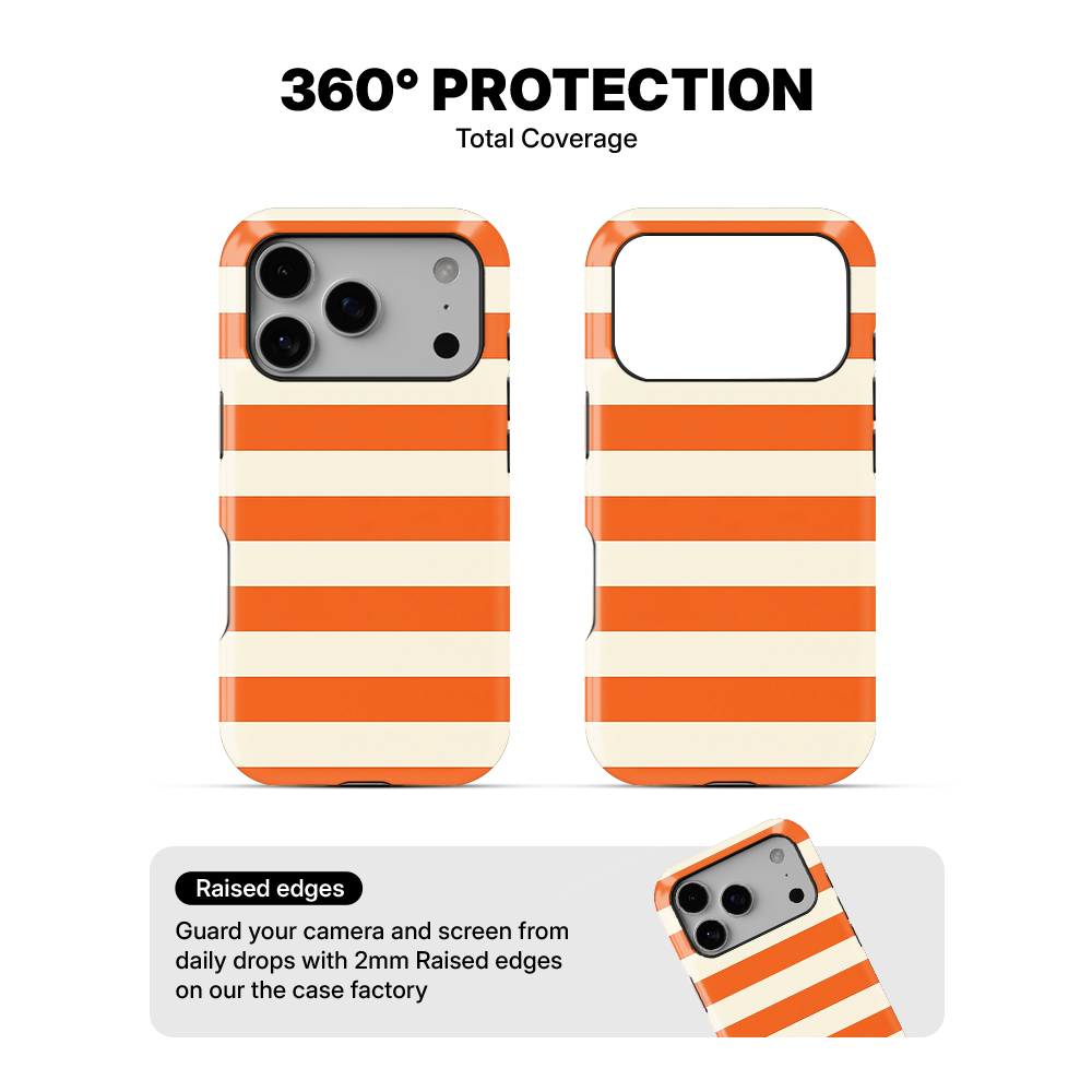 Striped | White & Orange Phone Case