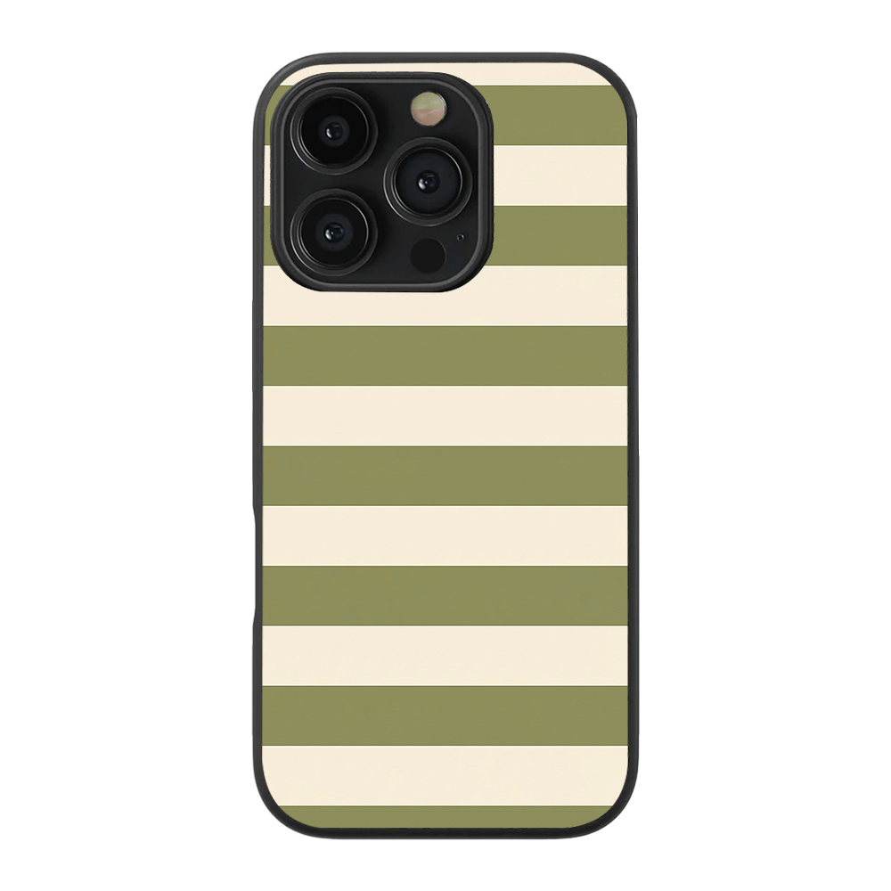 Striped | Off White & Olive Green Phone Case