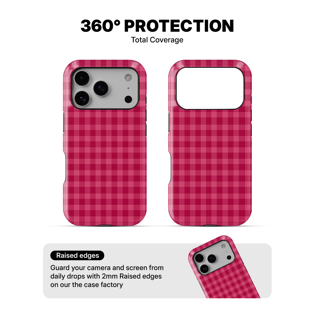 Gingham | Pink & Red Phone Case
