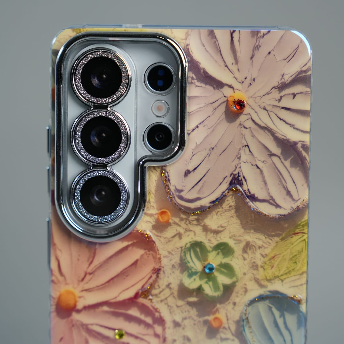 FRATO Galaxy Ultra Series Galaxy Ultra Series Luxury 3D Oil Painting Floral Design Glitter Lens Protection Stand Cover