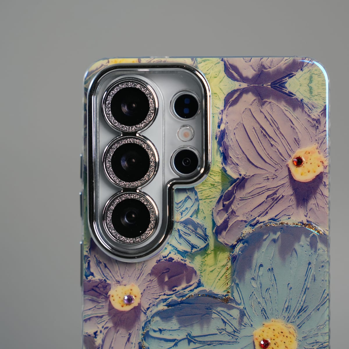 FRATO Galaxy Ultra Series Galaxy Ultra Series Luxury 3D Oil Painting Floral Design Glitter Lens Protection Stand Cover