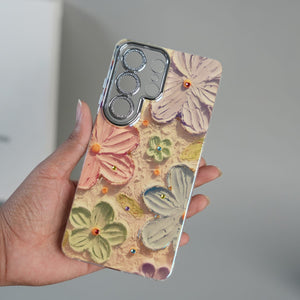 FRATO Galaxy Ultra Series Galaxy Ultra Series Luxury 3D Oil Painting Floral Design Glitter Lens Protection Stand Cover