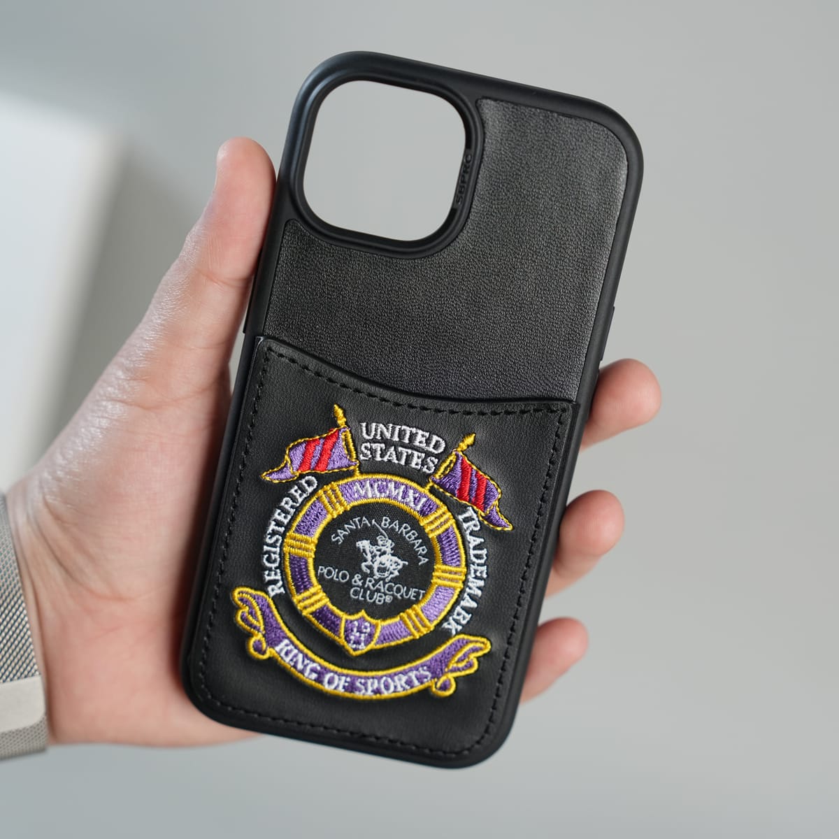 FRATO iPhone 15 Series iPhone 15 Series Premium Leather Card Holder Case with Stitched Crest Design