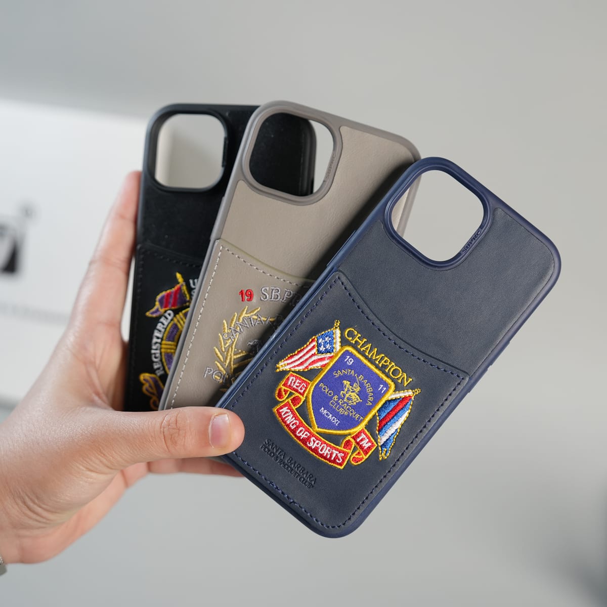 FRATO iPhone 15 Series iPhone 15 Series Premium Leather Card Holder Case with Stitched Crest Design