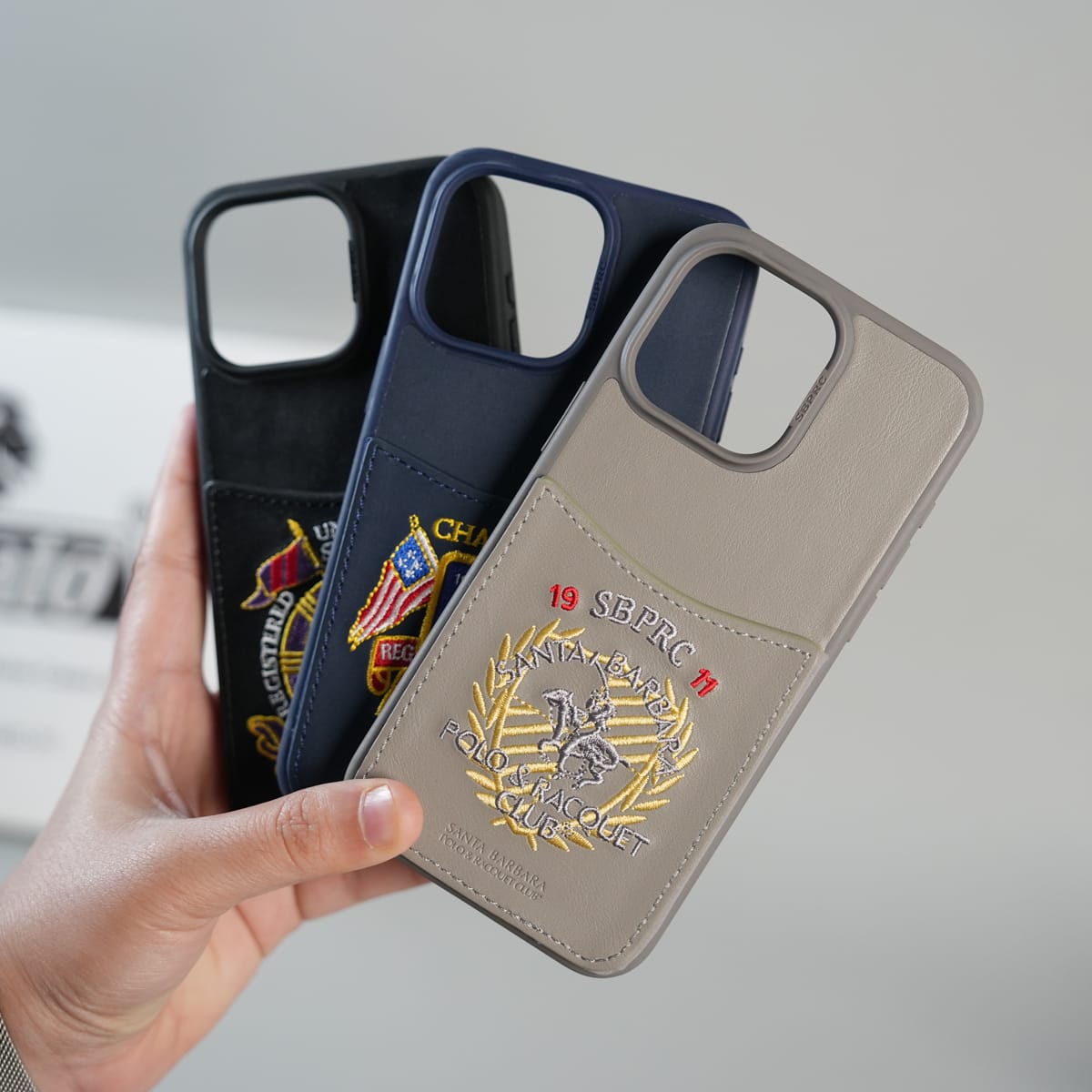 FRATO iPhone 15 Series iPhone 15 Series Premium Leather Card Holder Case with Stitched Crest Design