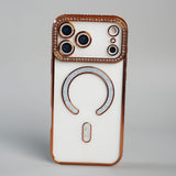 FRATO iPhone 17 Series 17 Pro Max / Gold iPhone 17 Series Luxury Crystal MagSafe Case with Rhinestone Camera Frame