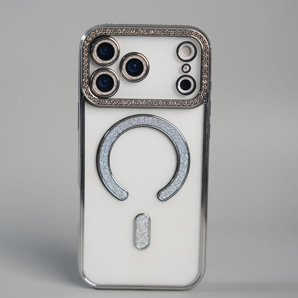 FRATO iPhone 17 Series 17 Pro Max / Silver iPhone 17 Series Luxury Crystal MagSafe Case with Rhinestone Camera Frame