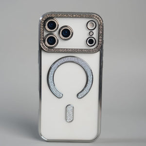 FRATO iPhone 17 Series 17 Pro Max / Silver iPhone 17 Series Luxury Crystal MagSafe Case with Rhinestone Camera Frame