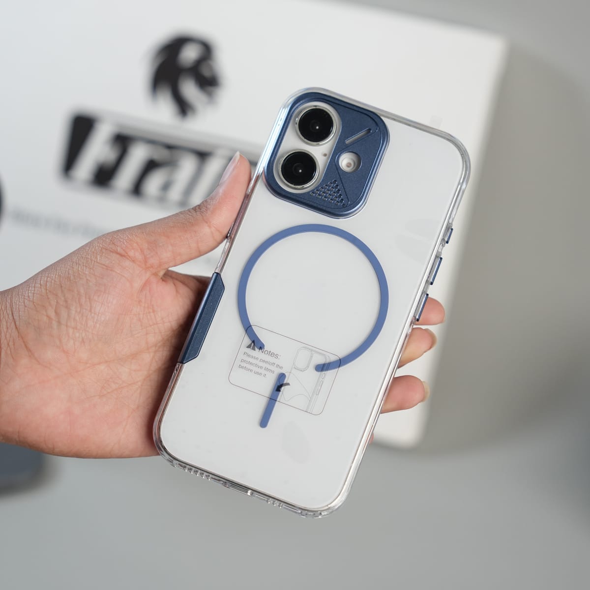 FRATO iPhone 17 Series Blue iPhone 17 Frosted MagSafe Case with Metallic Camera Frame