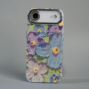 FRATO iPhone 17 Series Green iPhone 17 Air Luxury 3D Oil Painting Floral Design Glitter Lens Protection Stand Cover