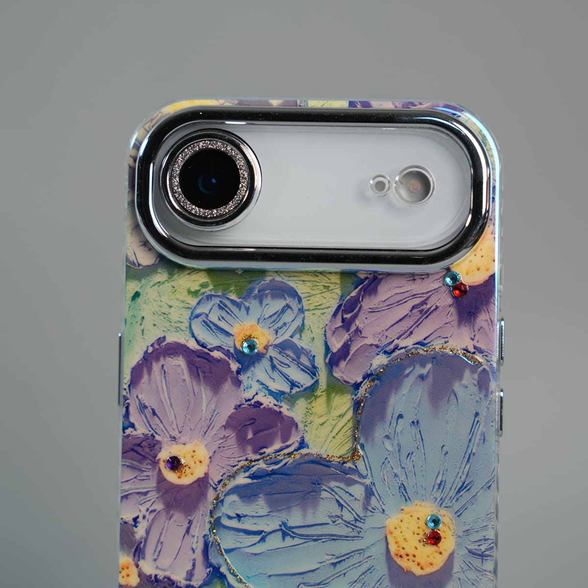 FRATO iPhone 17 Series iPhone 17 Air Luxury 3D Oil Painting Floral Design Glitter Lens Protection Stand Cover