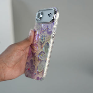 FRATO iPhone 17 Series iPhone 17 Air Luxury 3D Oil Painting Floral Design Glitter Lens Protection Stand Cover